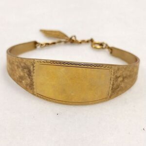 1970's Blank Gold Tone Safety Chain ID Cuff #J205